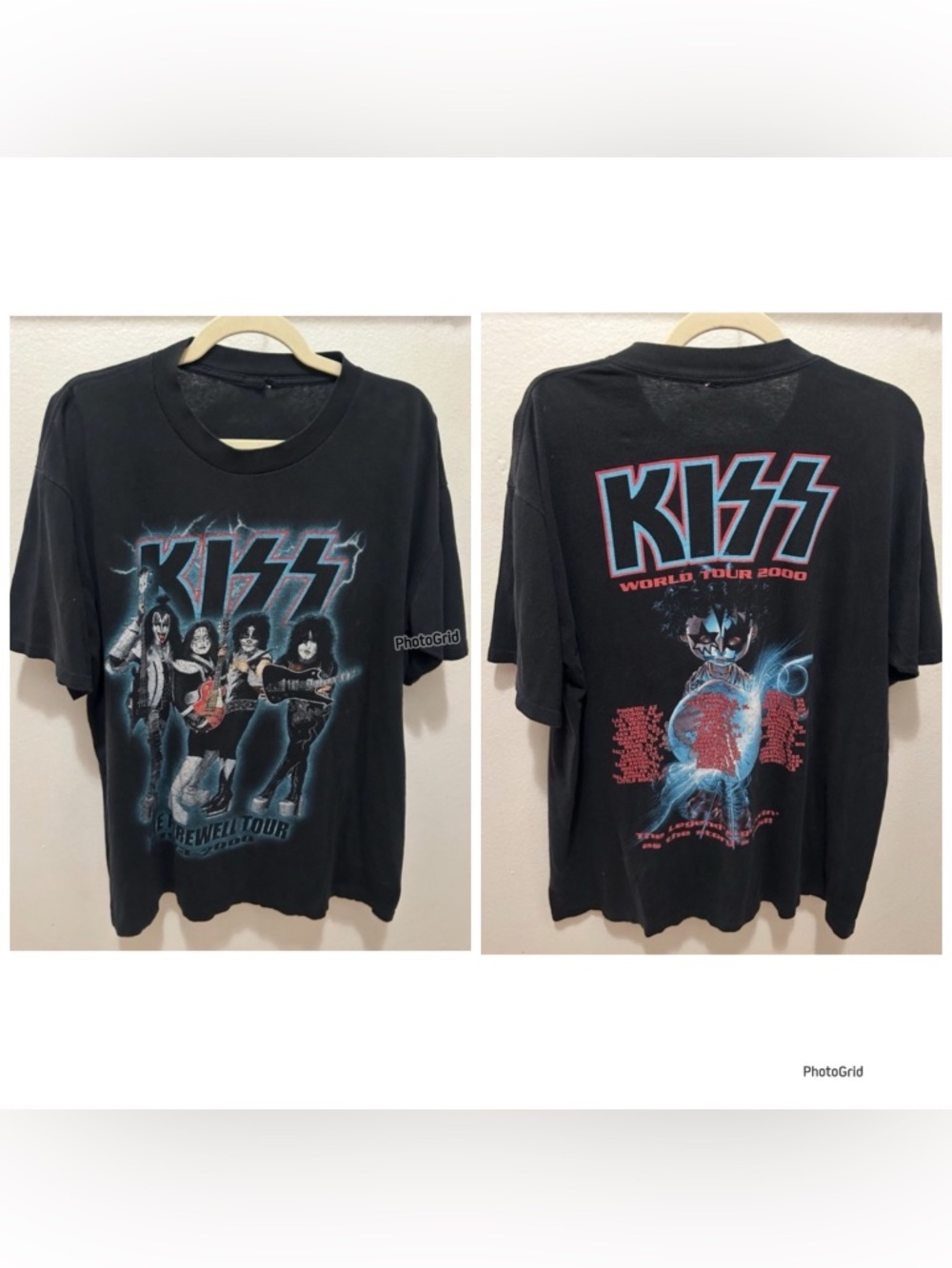 KISS VTG RARE 1973-2000 Farewell World Tour Band Tee T Shirt Double Sided